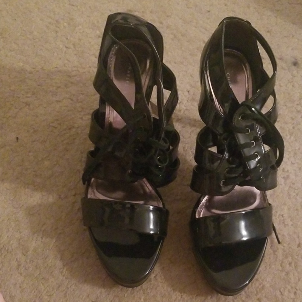 Charles & Keith black heel sandals